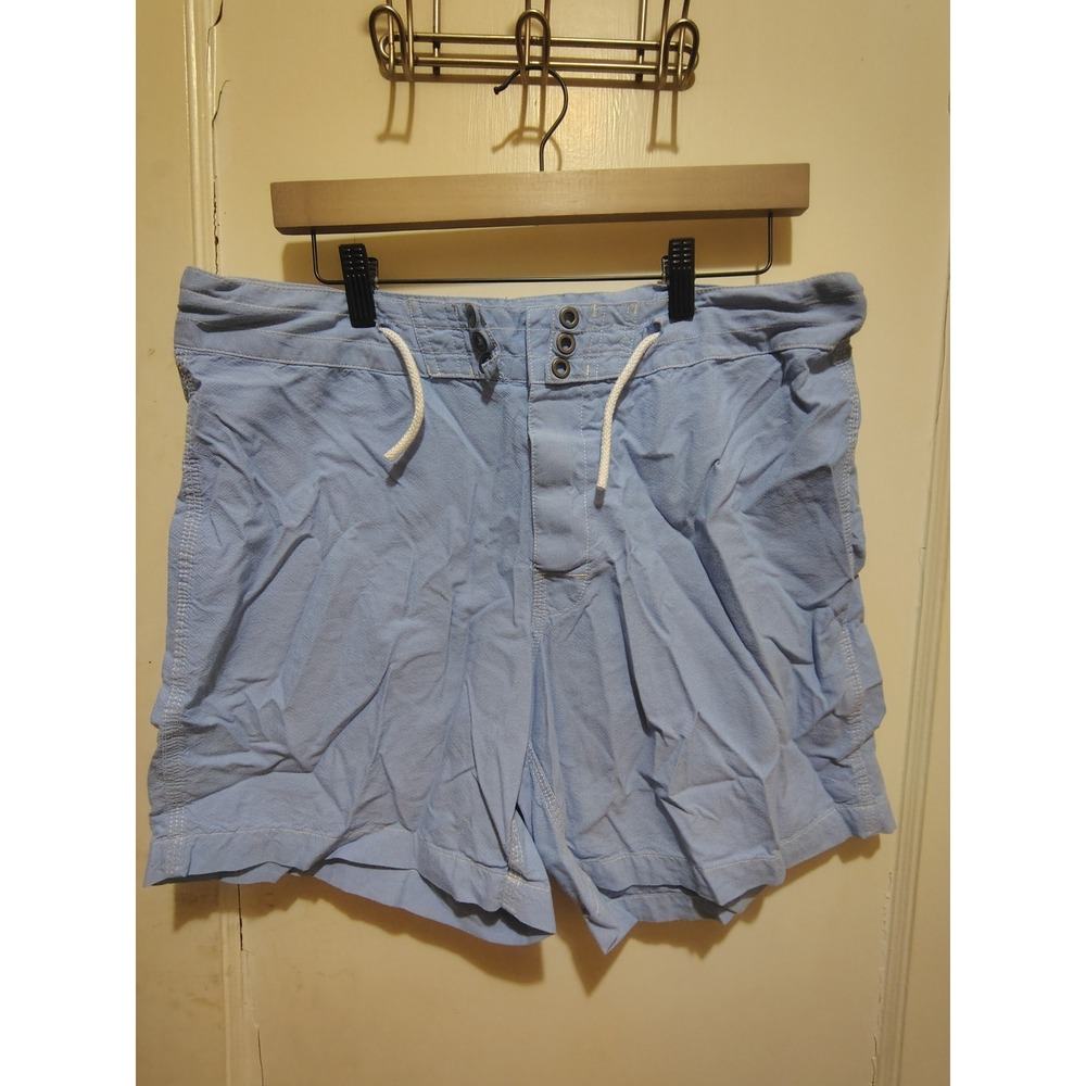 J. Crew Mens Light Blue Board Shorts Swim Trunks Size 33 Lace Up Front Pocket